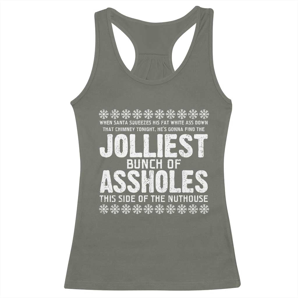 Funny Christmas Vacation Jolliest Bunch Of Assholes Racerback Tank Top Xmas Movie TS11 Military Green Print Your Wear