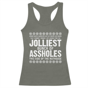 Funny Christmas Vacation Jolliest Bunch Of Assholes Racerback Tank Top Xmas Movie TS11 Military Green Print Your Wear