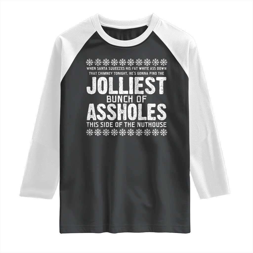 Funny Christmas Vacation Jolliest Bunch Of Assholes Raglan Shirt Xmas Movie TS11 Black White Print Your Wear
