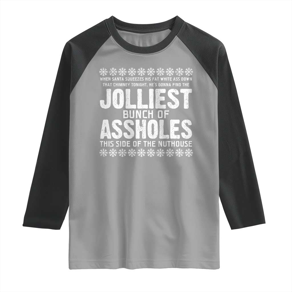 Funny Christmas Vacation Jolliest Bunch Of Assholes Raglan Shirt Xmas Movie TS11 Sport Gray Black Print Your Wear