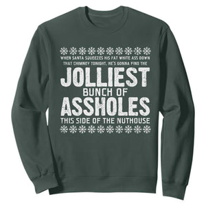 Funny Christmas Vacation Jolliest Bunch Of Assholes Sweatshirt Xmas Movie TS11 Dark Forest Green Print Your Wear