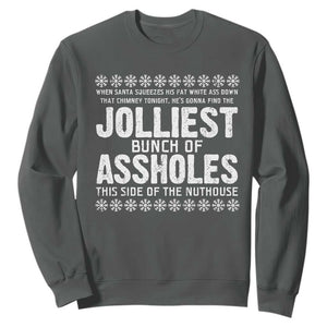Funny Christmas Vacation Jolliest Bunch Of Assholes Sweatshirt Xmas Movie TS11 Dark Heather Print Your Wear