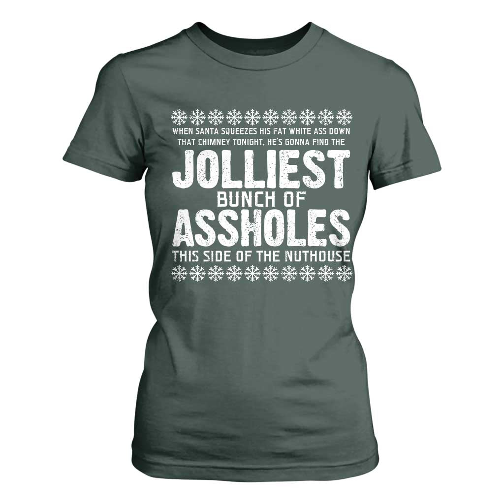 Funny Christmas Vacation Jolliest Bunch Of Assholes T Shirt For Women Xmas Movie TS11 Dark Forest Green Print Your Wear