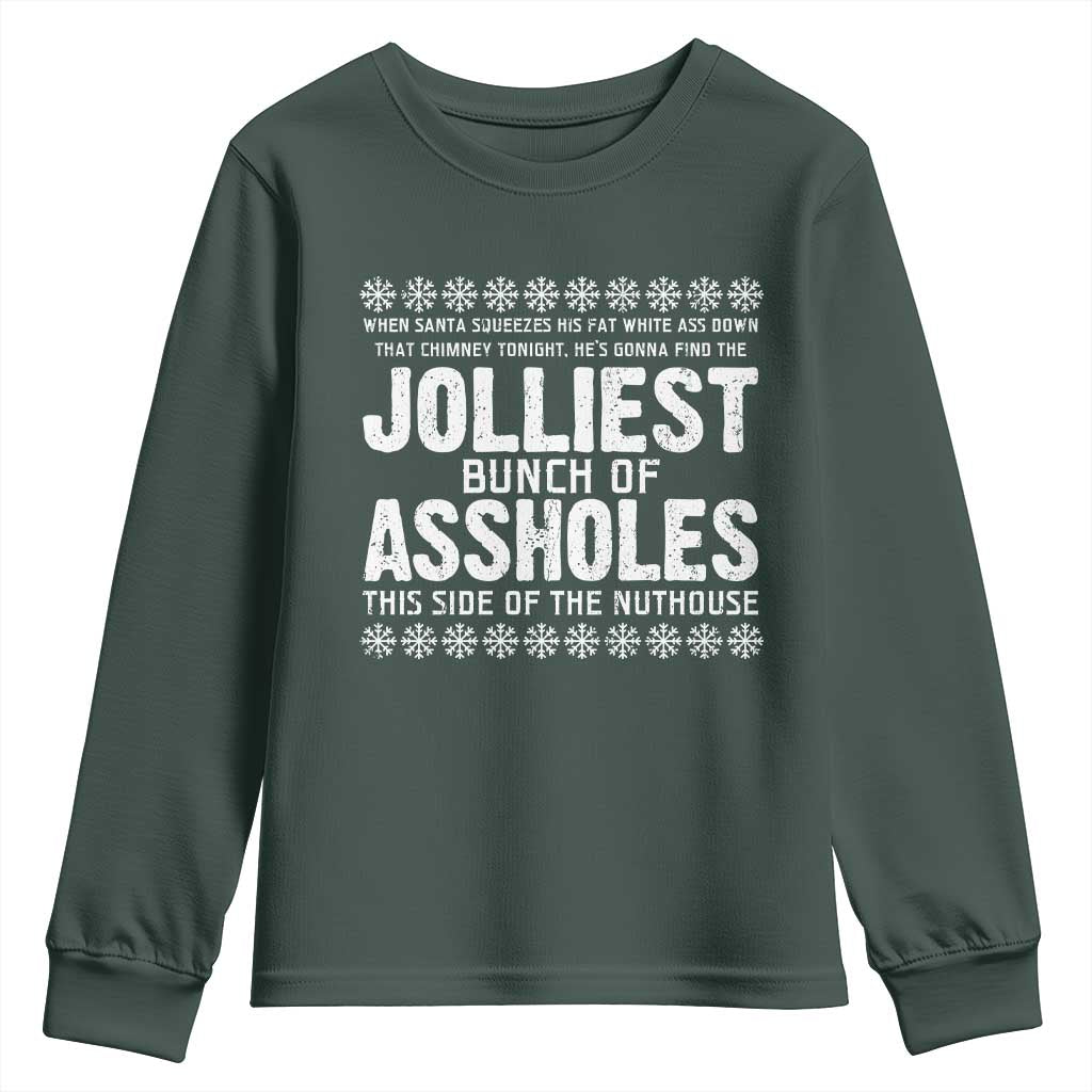 Funny Christmas Vacation Jolliest Bunch Of Assholes Youth Sweatshirt Xmas Movie TS11 Dark Forest Green Print Your Wear