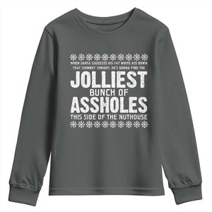Funny Christmas Vacation Jolliest Bunch Of Assholes Youth Sweatshirt Xmas Movie TS11 Dark Heather Print Your Wear
