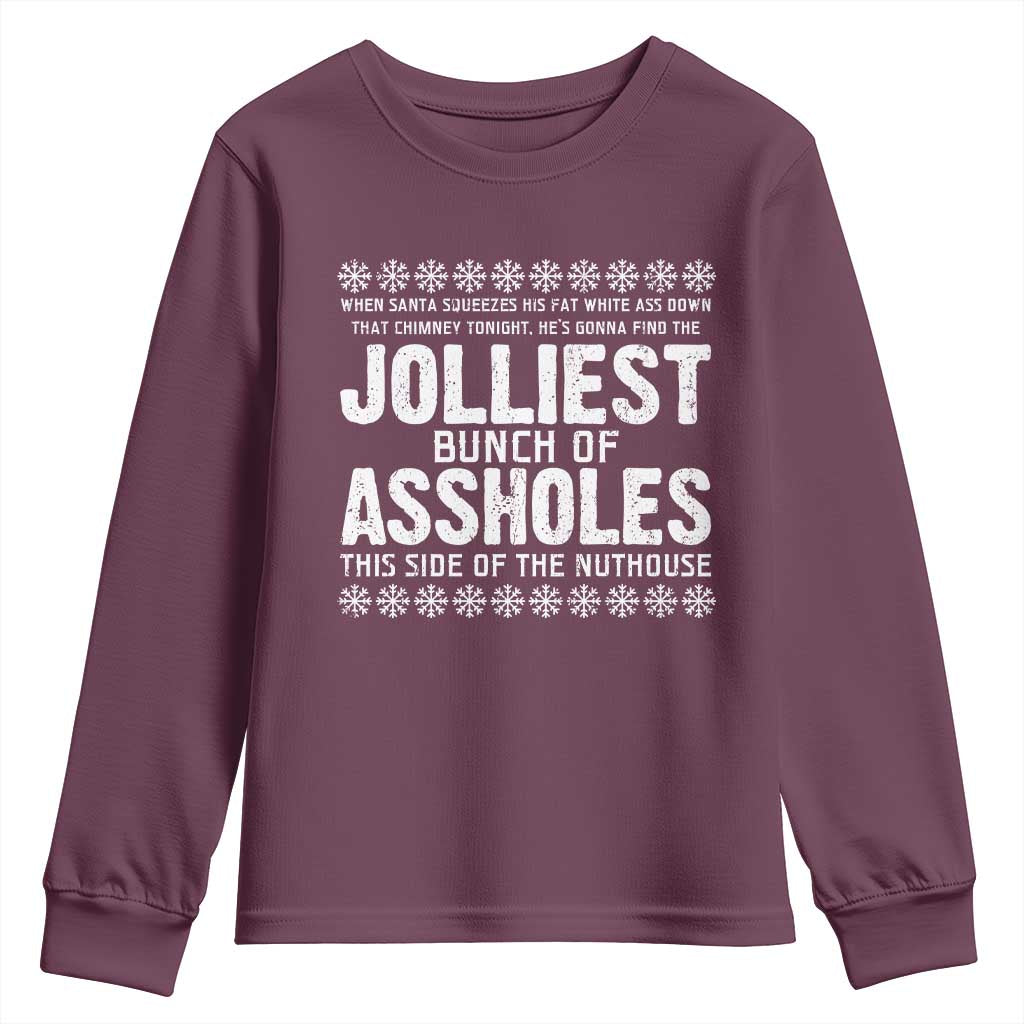Funny Christmas Vacation Jolliest Bunch Of Assholes Youth Sweatshirt Xmas Movie TS11 Maroon Print Your Wear