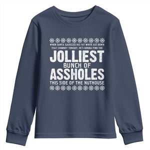 Funny Christmas Vacation Jolliest Bunch Of Assholes Youth Sweatshirt Xmas Movie TS11 Navy Print Your Wear