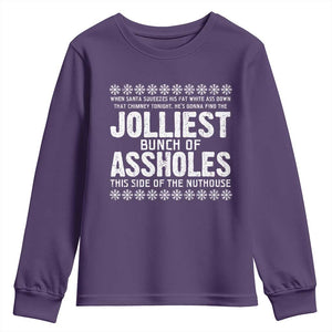 Funny Christmas Vacation Jolliest Bunch Of Assholes Youth Sweatshirt Xmas Movie TS11 Purple Print Your Wear