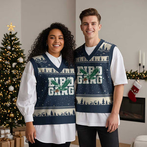 PFE Football Lovers Game Day V-Neck Knit Sweater Vest TS11 Navy Beige Print Your Wear