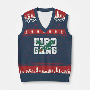 Bird Gang V-Neck Knit Sweater Vest Philadelphia Fan American Football Eagle Game Day TS11 Navy Red Print Your Wear