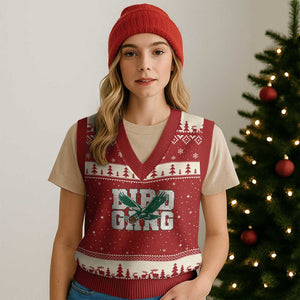 PFE Football Lovers Game Day V-Neck Knit Sweater Vest TS11 Red Beige Print Your Wear