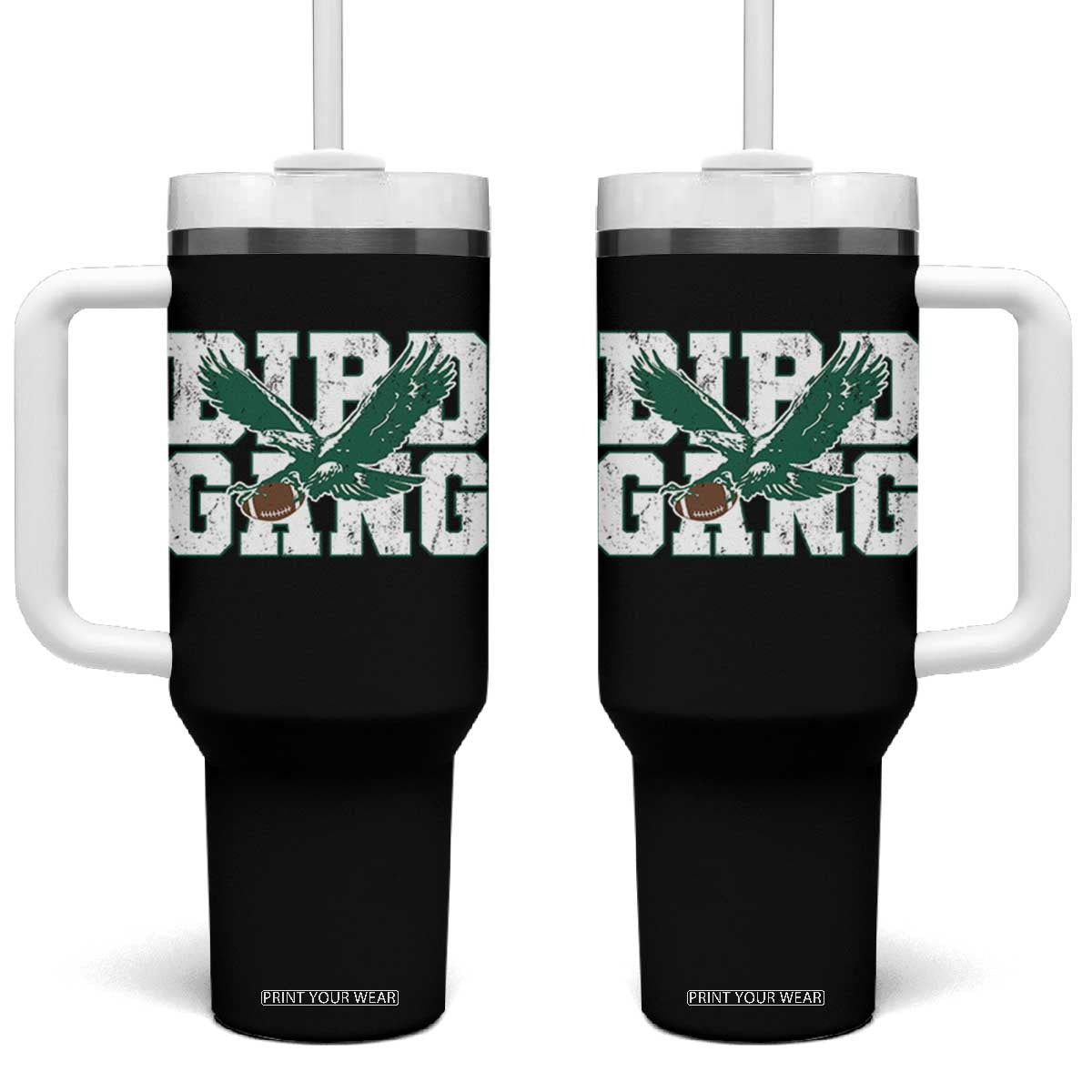 PFE Football Lovers Game Day Tumbler With Handle TS11 One Size: 40 oz Black Print Your Wear