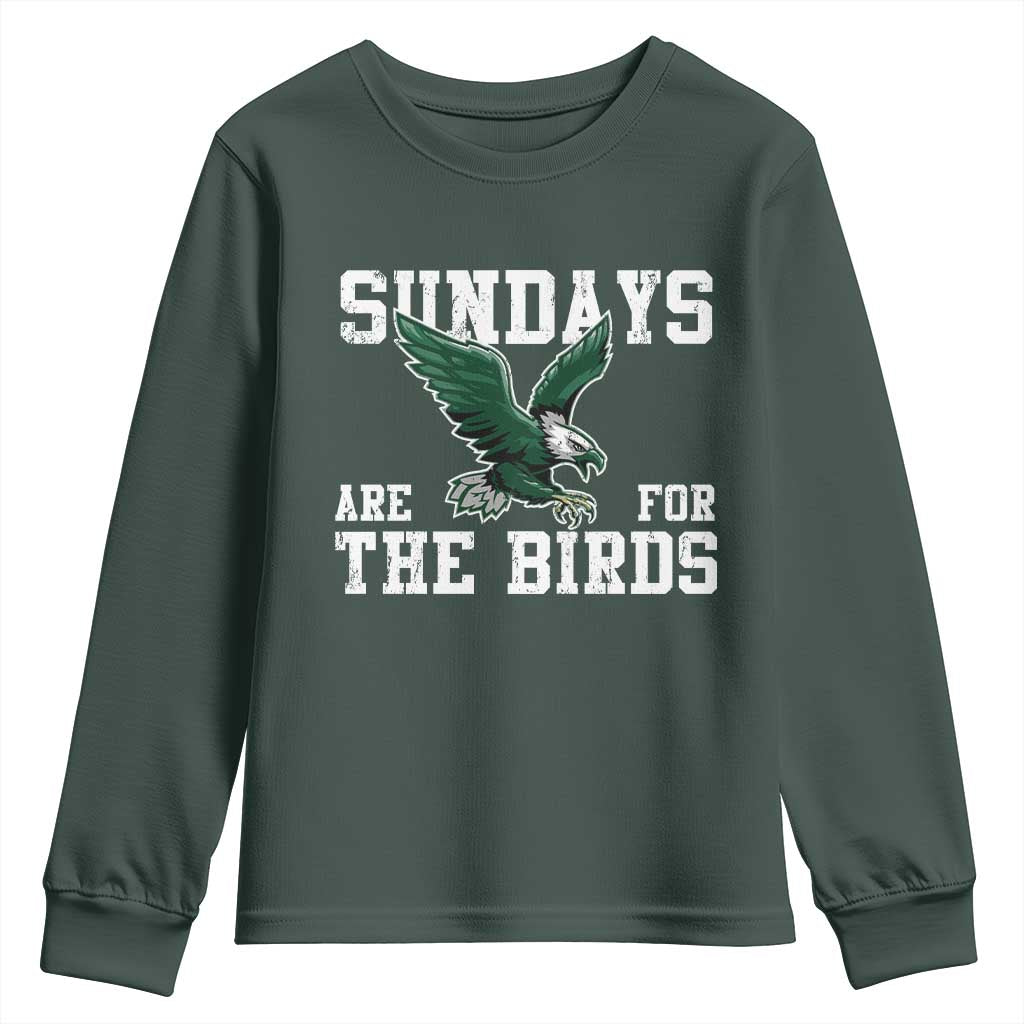 Funny Sundays Are For The Bird Youth Sweatshirt American Football Lovers TS11 Dark Forest Green Print Your Wear