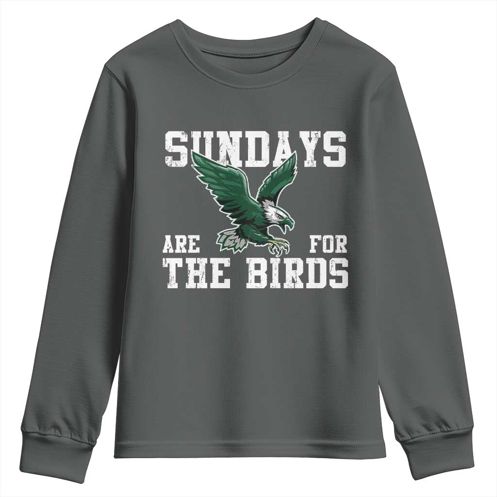 Funny Sundays Are For The Bird Youth Sweatshirt American Football Lovers TS11 Dark Heather Print Your Wear