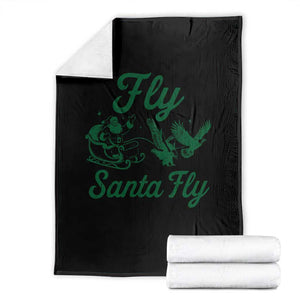 Funny Fly Santa Fly Throw Blanket Christmas Football PFE TS11 Black Print Your Wear