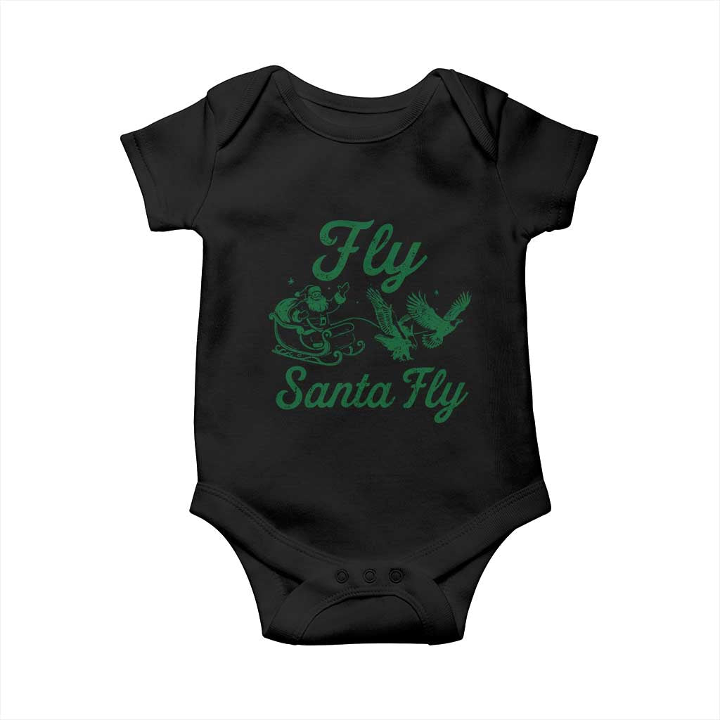 Funny Christmas Philadelphia Fan Baby Onesie Fly Santa Fly Eagles Philly Pride TS11 Black Print Your Wear