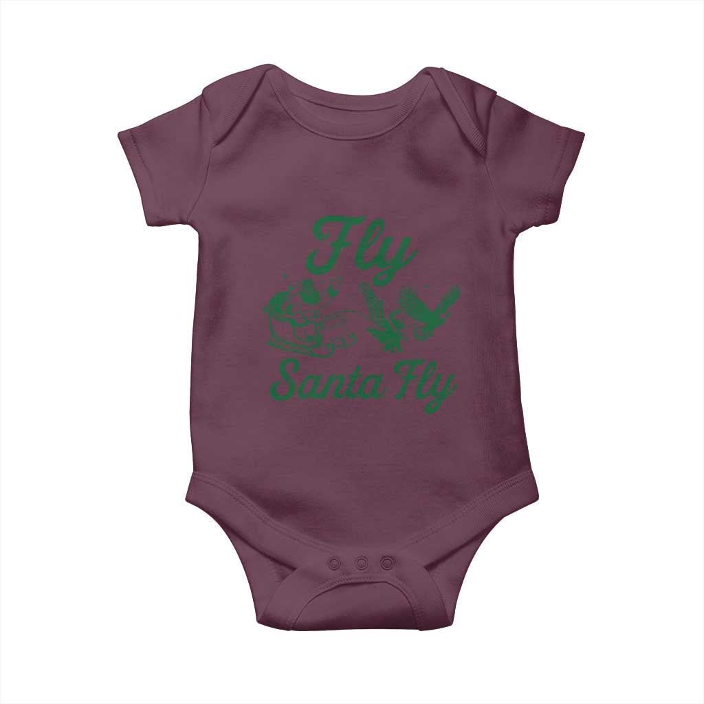 Funny Fly Santa Fly Baby Onesie Christmas Football PFE TS11 Maroon Print Your Wear