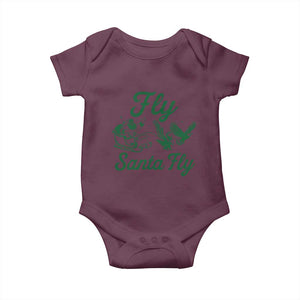 Funny Fly Santa Fly Baby Onesie Christmas Football PFE TS11 Maroon Print Your Wear