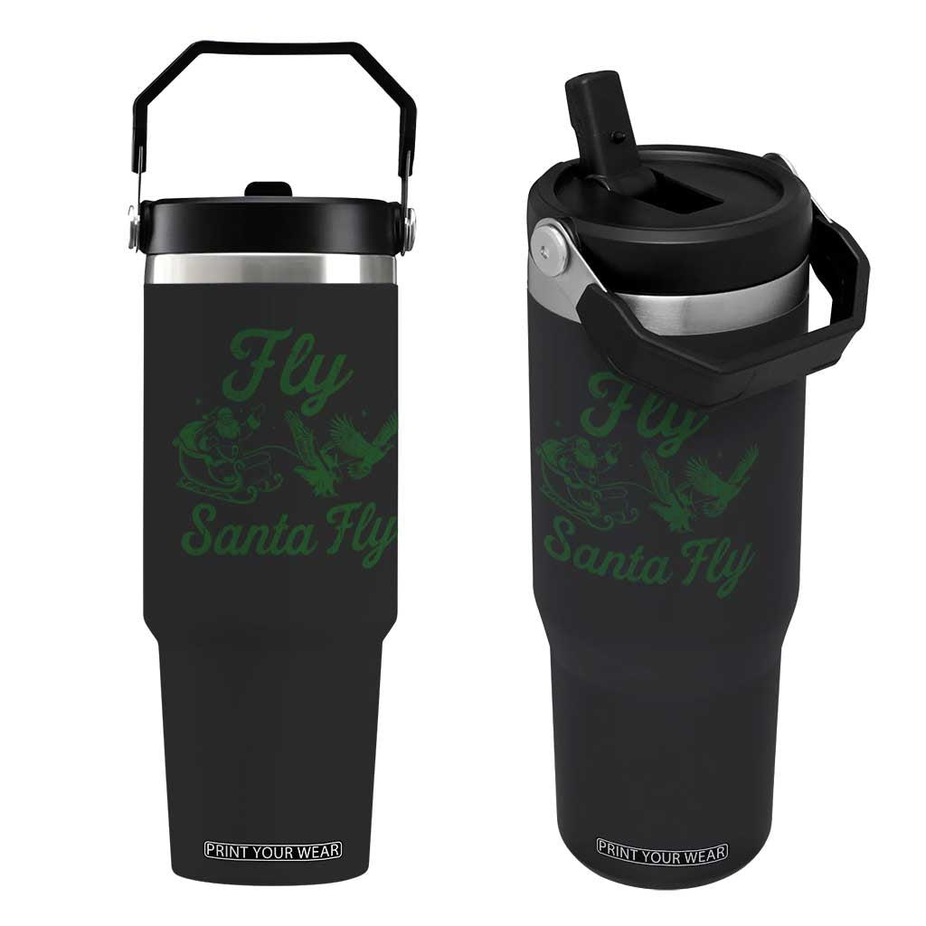 Funny Fly Santa Fly Flip Straw Tumbler Christmas Football PFE TS11 One Size: 30 oz Black Print Your Wear