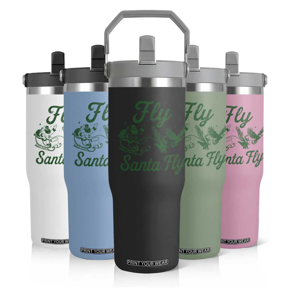 Funny Fly Santa Fly Flip Straw Tumbler Christmas Football PFE TS11 Print Your Wear