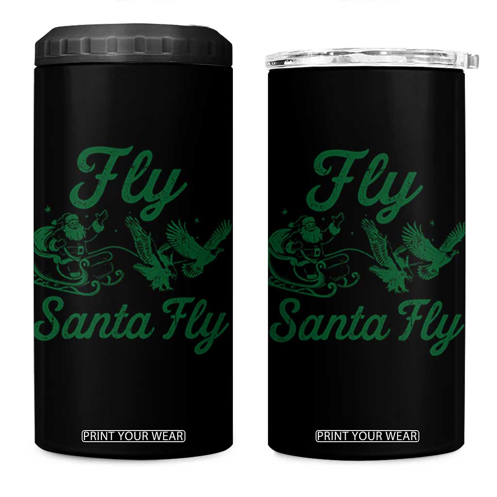 Funny Fly Santa Fly 4 in 1 Can Cooler Tumbler Christmas Football PFE TS11 One Size: 16 oz Black Print Your Wear
