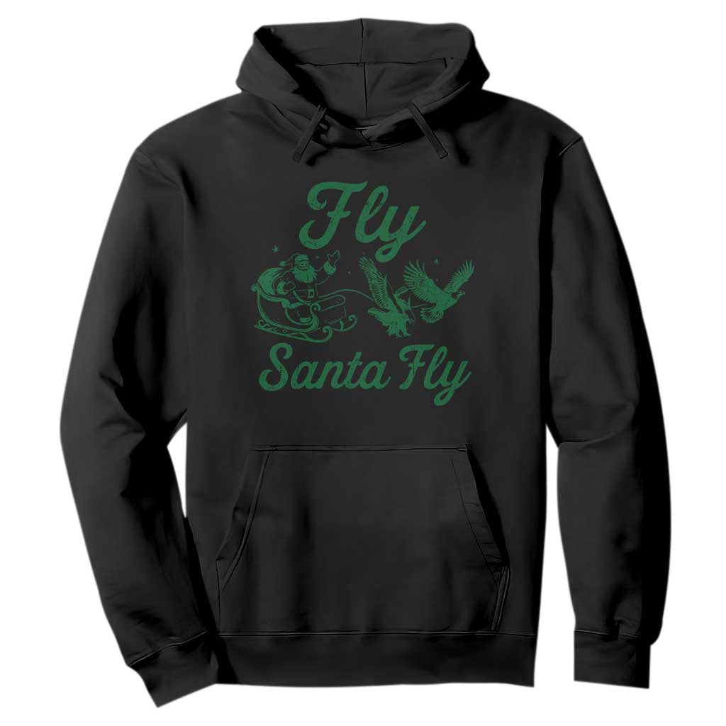 Funny Christmas Philadelphia Fan Hoodie Fly Santa Fly Eagles Philly Pride TS11 Black Print Your Wear