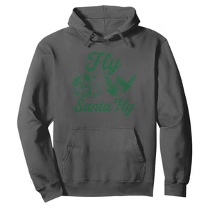 Funny Fly Santa Fly Hoodie Christmas Football PFE TS11 Dark Heather Print Your Wear