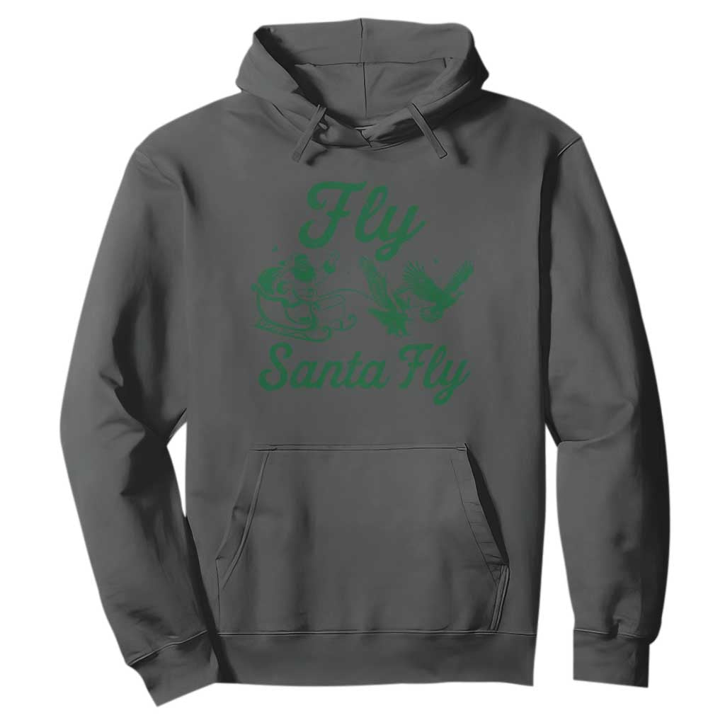 Funny Christmas Philadelphia Fan Hoodie Fly Santa Fly Eagles Philly Pride TS11 Dark Heather Print Your Wear