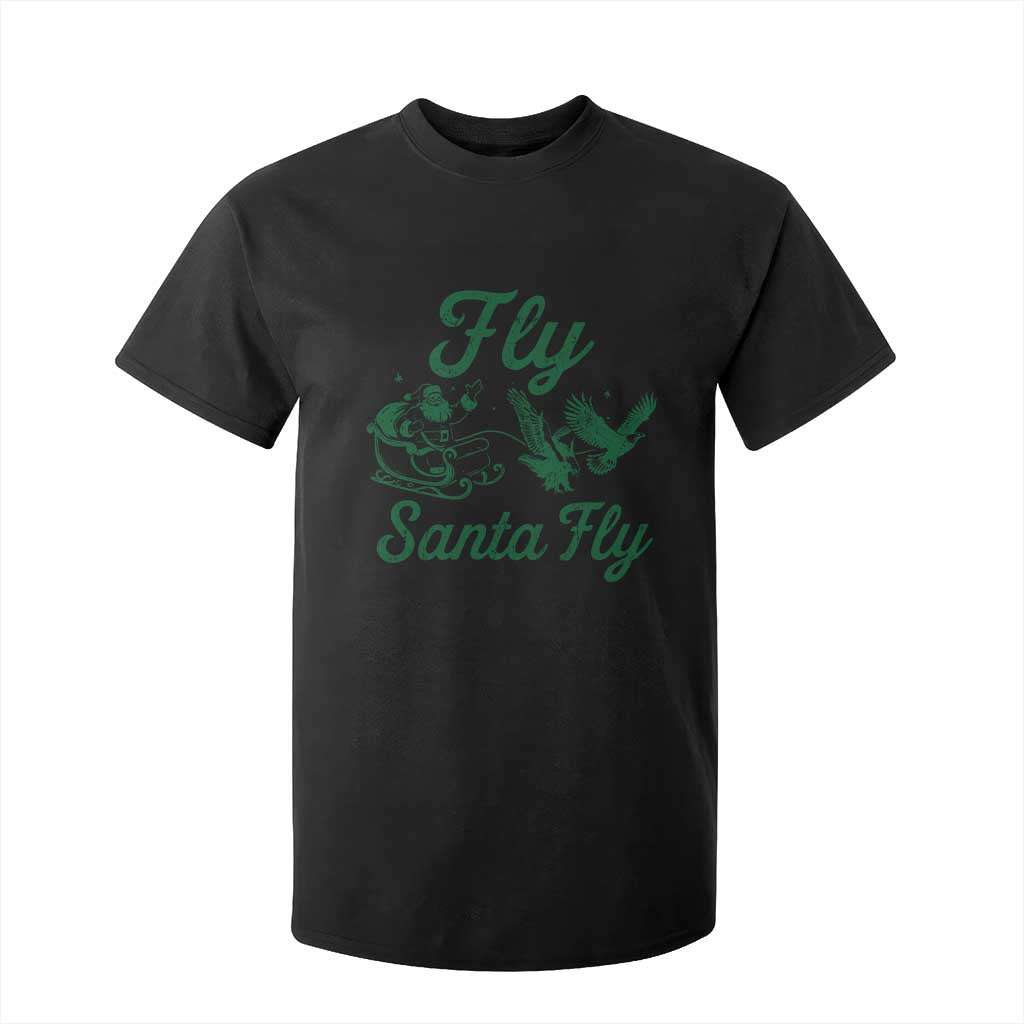 Funny Christmas Philadelphia Fan T Shirt For Kid Fly Santa Fly Eagles Philly Pride TS11 Black Print Your Wear