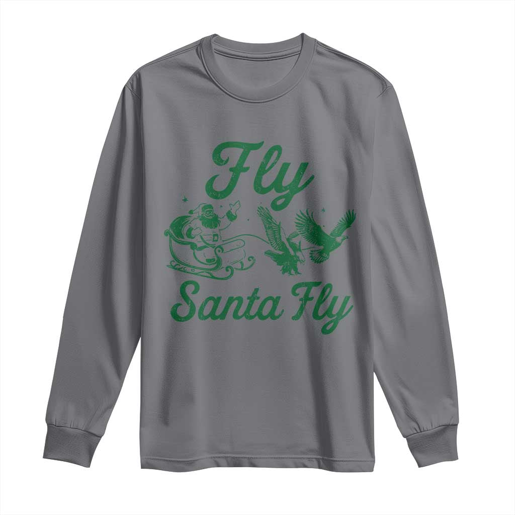 Funny Christmas Philadelphia Fan Long Sleeve Shirt Fly Santa Fly Eagles Philly Pride TS11 Charcoal Print Your Wear