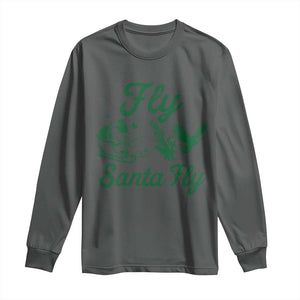 Funny Fly Santa Fly Long Sleeve Shirt Christmas Football PFE TS11 Dark Heather Print Your Wear