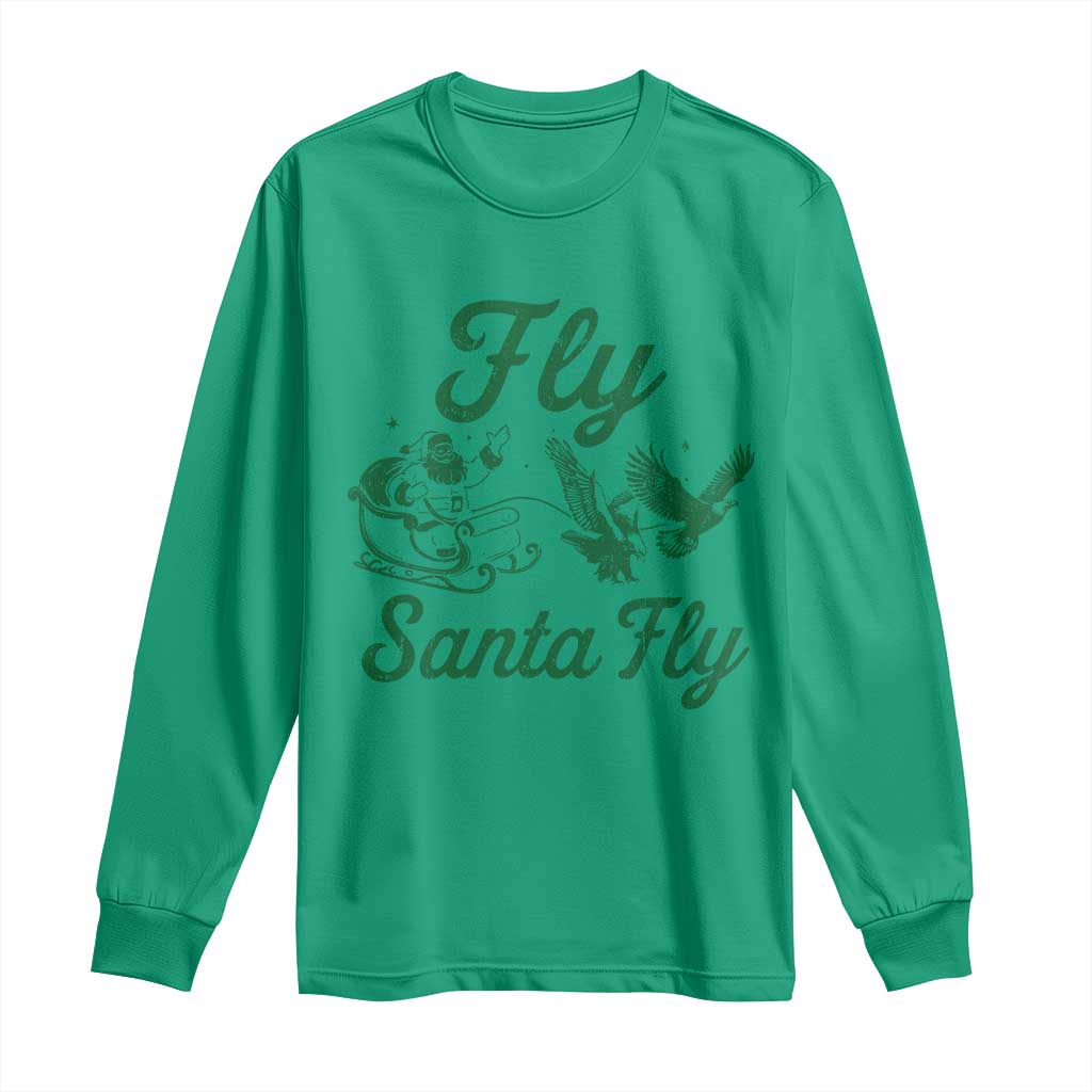 Funny Christmas Philadelphia Fan Long Sleeve Shirt Fly Santa Fly Eagles Philly Pride TS11 Irish Green Print Your Wear