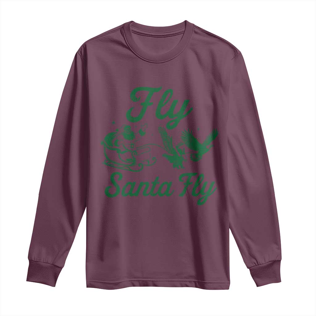 Funny Fly Santa Fly Long Sleeve Shirt Christmas Football PFE TS11 Maroon Print Your Wear