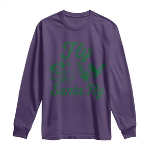 Funny Fly Santa Fly Long Sleeve Shirt Christmas Football PFE TS11 Purple Print Your Wear