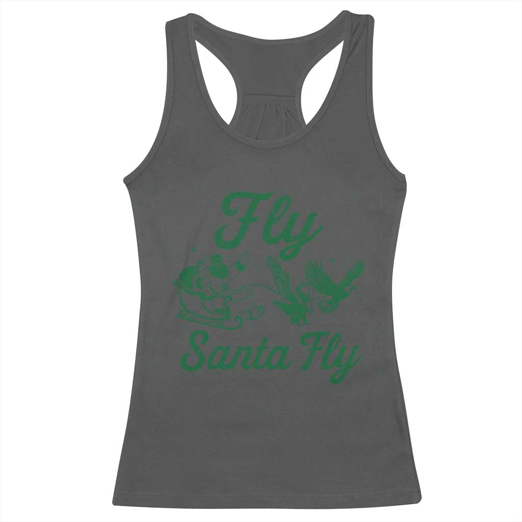 Funny Christmas Philadelphia Fan Racerback Tank Top Fly Santa Fly Eagles Philly Pride TS11 Dark Heather Print Your Wear