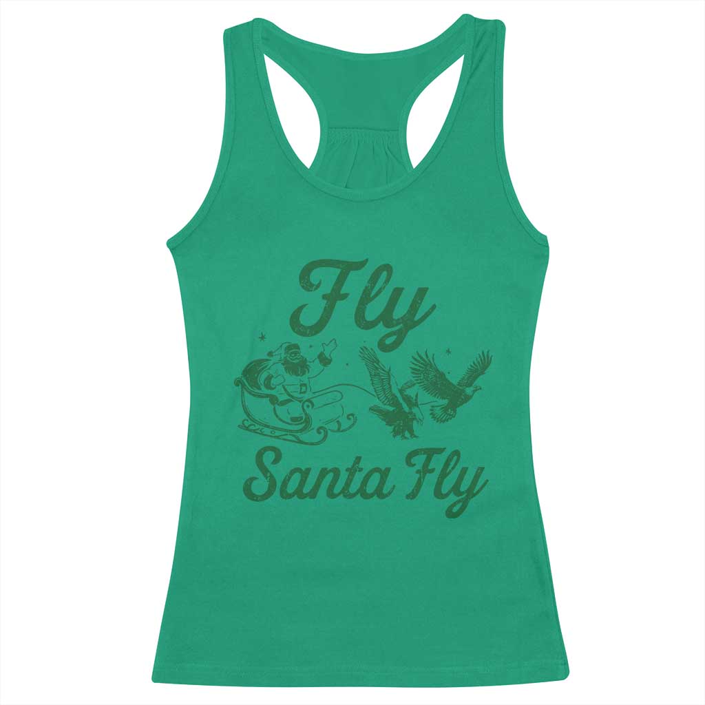 Funny Christmas Philadelphia Fan Racerback Tank Top Fly Santa Fly Eagles Philly Pride TS11 Irish Green Print Your Wear