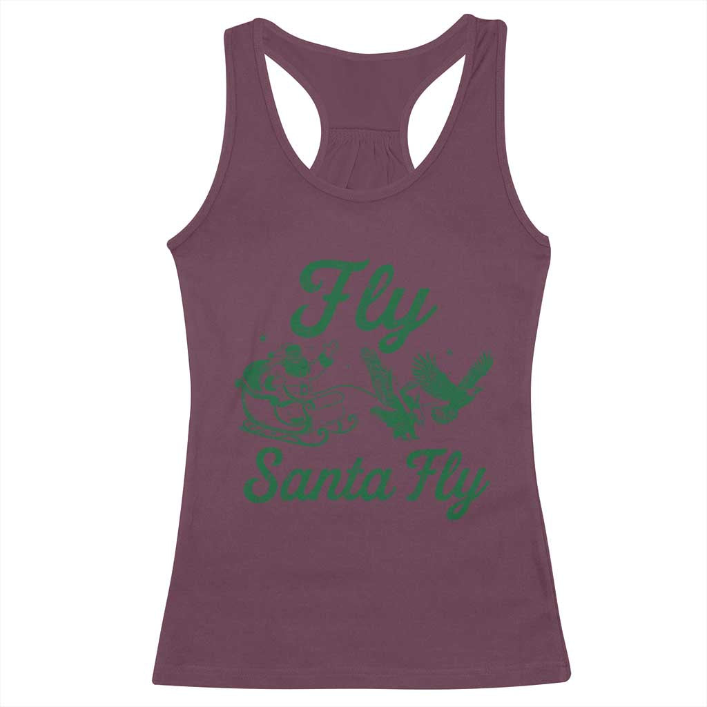 Funny Fly Santa Fly Racerback Tank Top Christmas Football PFE TS11 Maroon Print Your Wear