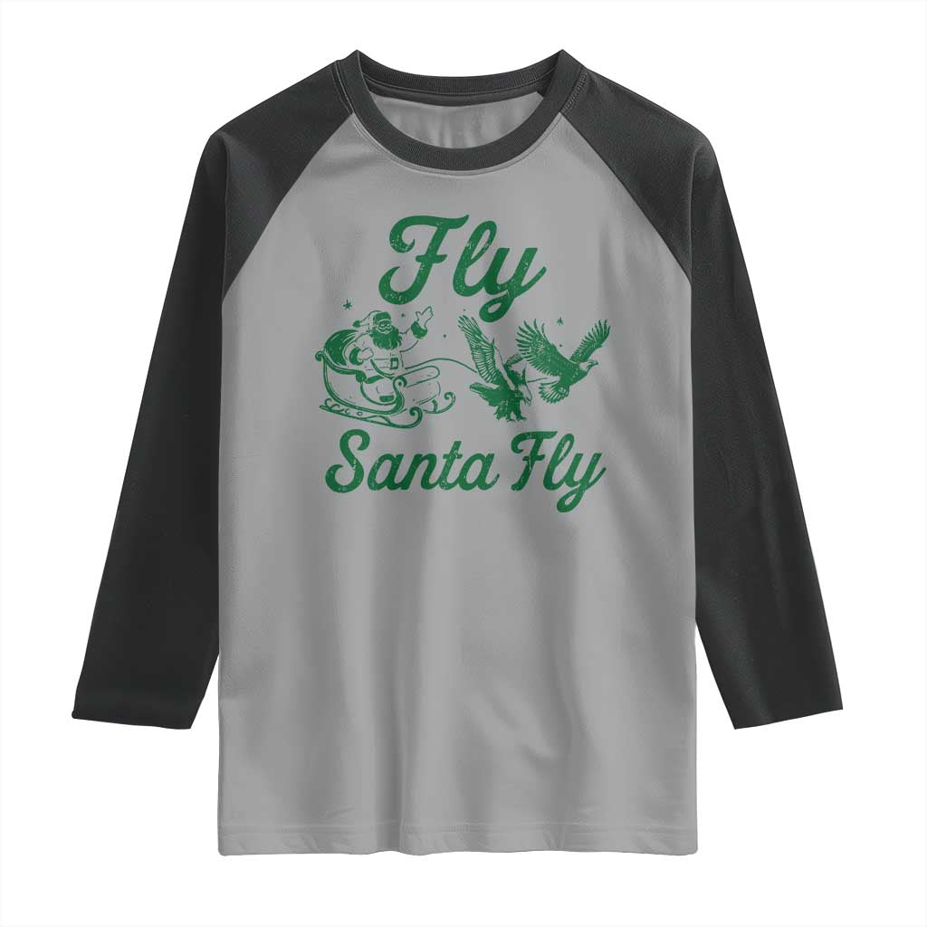 Funny Fly Santa Fly Raglan Shirt Christmas Football PFE TS11 Sport Gray Black Print Your Wear