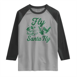 Funny Fly Santa Fly Raglan Shirt Christmas Football PFE TS11 Sport Gray Black Print Your Wear