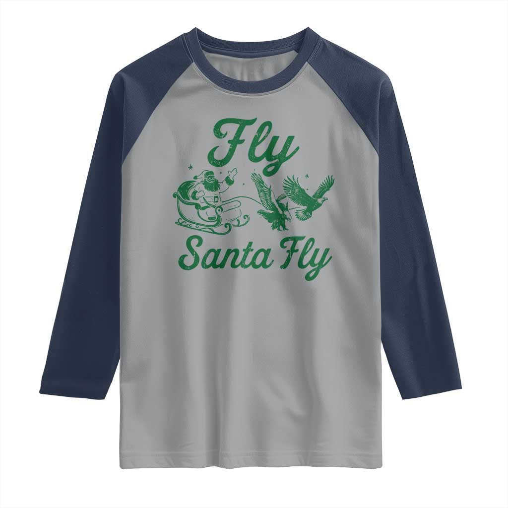 Funny Fly Santa Fly Raglan Shirt Christmas Football PFE TS11 Sport Gray Navy Print Your Wear