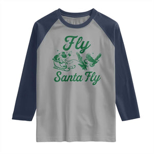 Funny Fly Santa Fly Raglan Shirt Christmas Football PFE TS11 Sport Gray Navy Print Your Wear