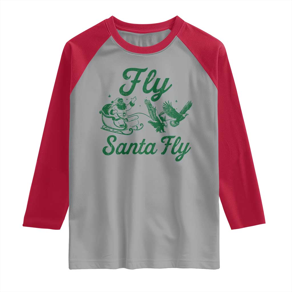 Funny Christmas Philadelphia Fan Raglan Shirt Fly Santa Fly Eagles Philly Pride TS11 Sport Gray Red Print Your Wear