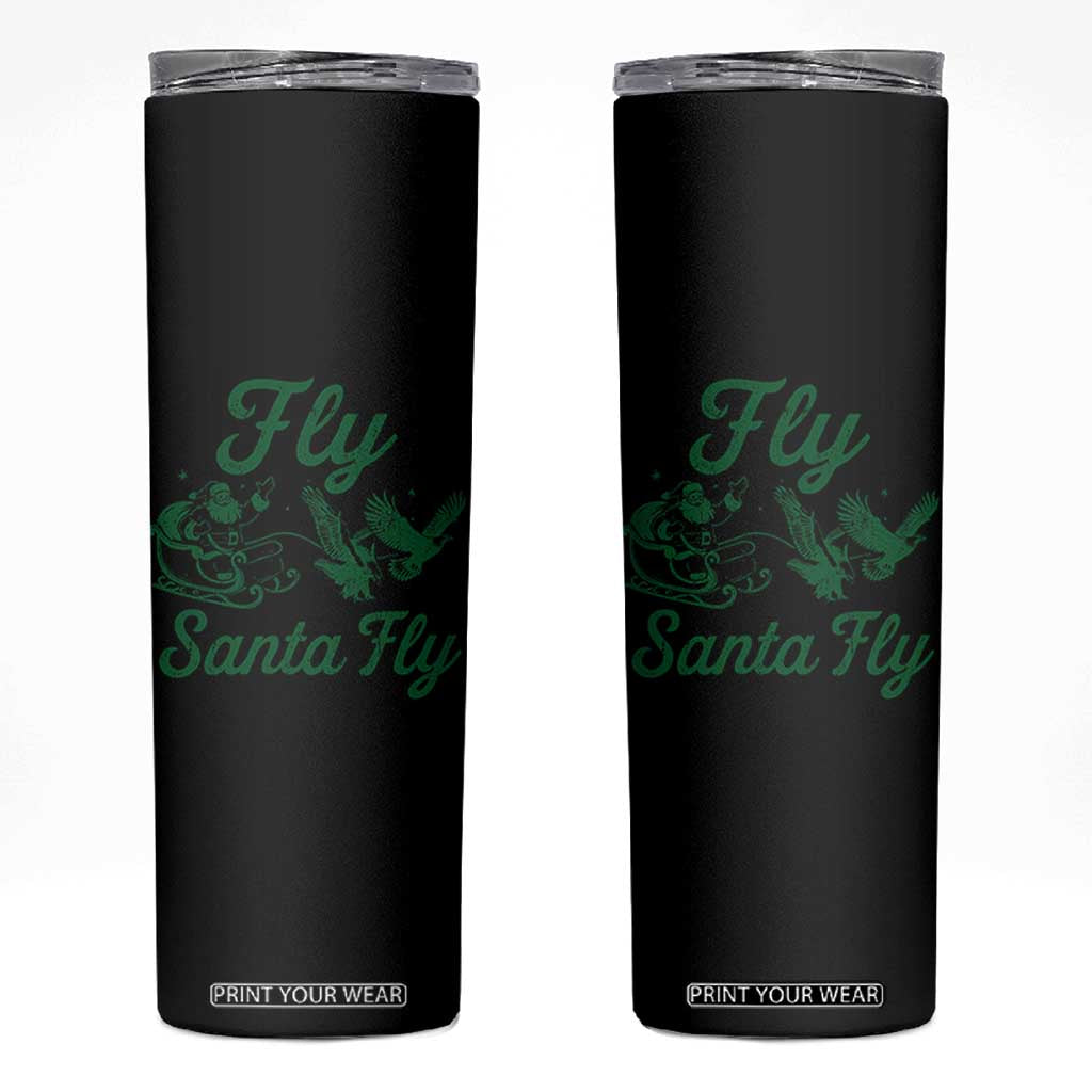 Funny Fly Santa Fly Skinny Tumbler Christmas Football PFE TS11 Black Print Your Wear