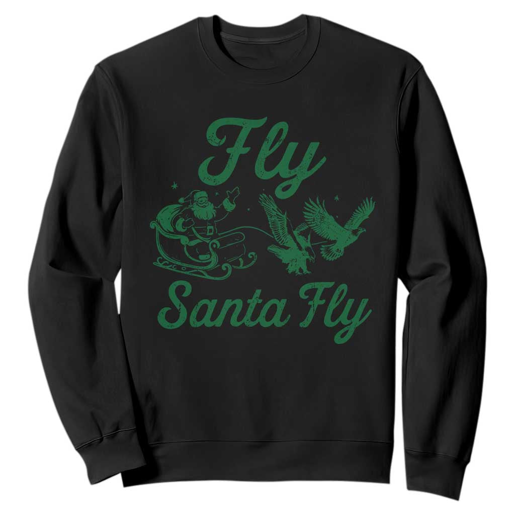 Funny Christmas Philadelphia Fan Sweatshirt Fly Santa Fly Eagles Philly Pride TS11 Black Print Your Wear