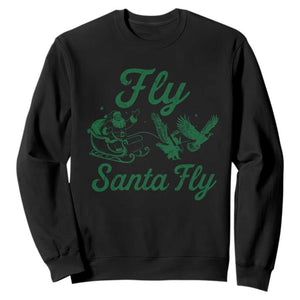 Funny Christmas Philadelphia Fan Sweatshirt Fly Santa Fly Eagles Philly Pride TS11 Black Print Your Wear