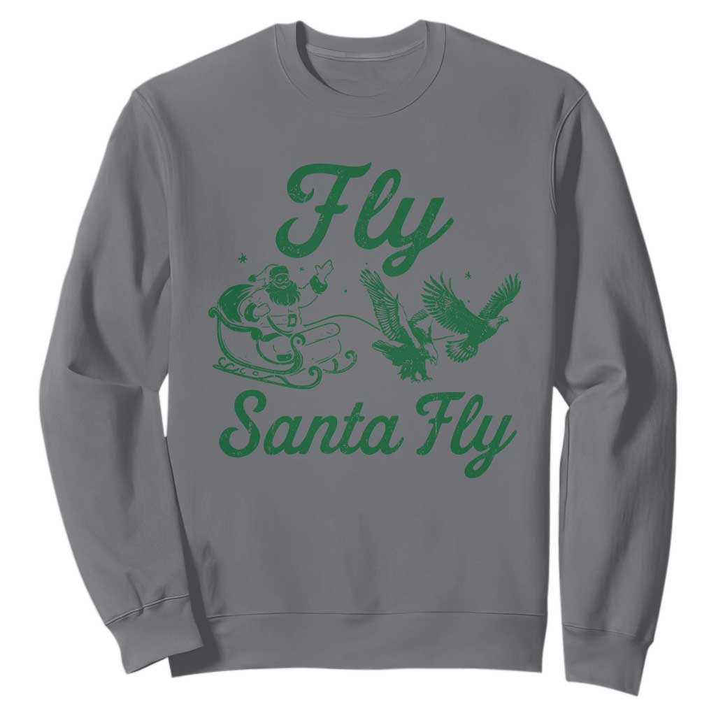 Funny Christmas Philadelphia Fan Sweatshirt Fly Santa Fly Eagles Philly Pride TS11 Charcoal Print Your Wear