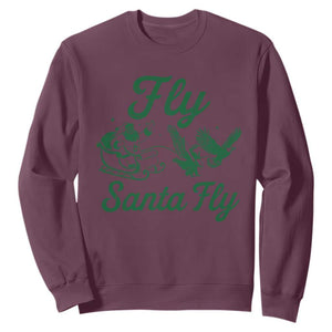Funny Christmas Philadelphia Fan Sweatshirt Fly Santa Fly Eagles Philly Pride TS11 Maroon Print Your Wear