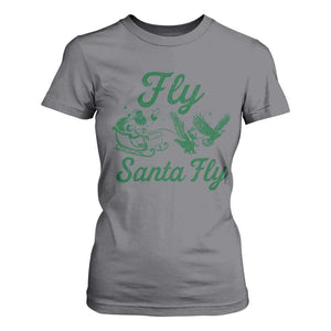 Funny Fly Santa Fly T Shirt For Women Christmas Football PFE TS11 Charcoal Print Your Wear
