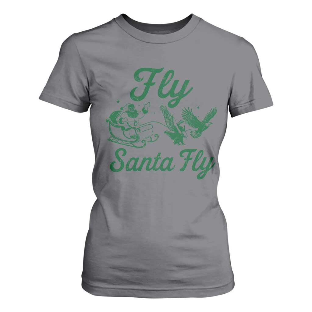 Funny Christmas Philadelphia Fan T Shirt For Women Fly Santa Fly Eagles Philly Pride TS11 Charcoal Print Your Wear