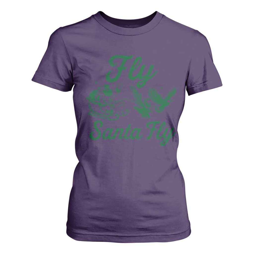 Funny Christmas Philadelphia Fan T Shirt For Women Fly Santa Fly Eagles Philly Pride TS11 Purple Print Your Wear